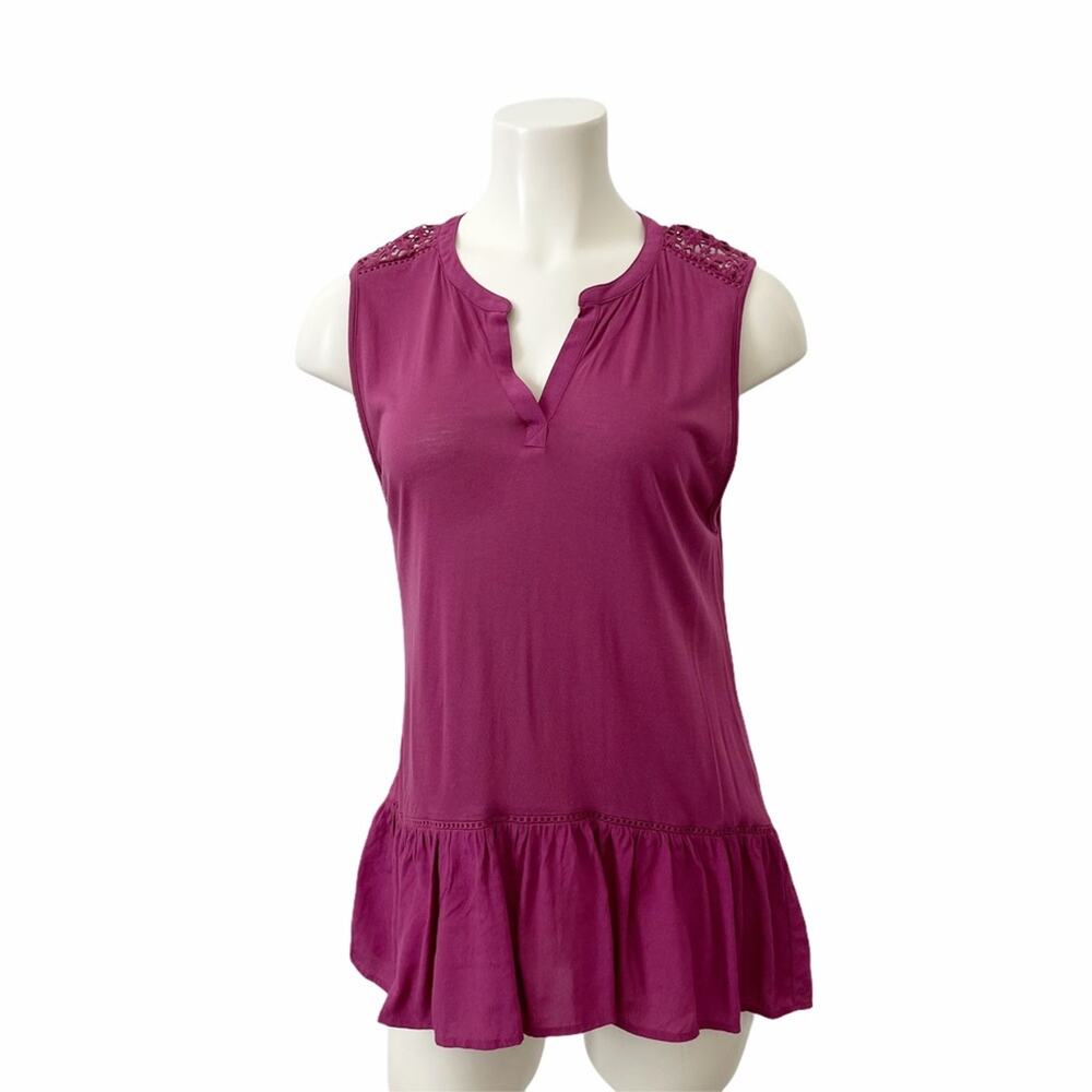 Loft Soft Stretchy Hi Lo Sleeveless Crochet Top Size Small